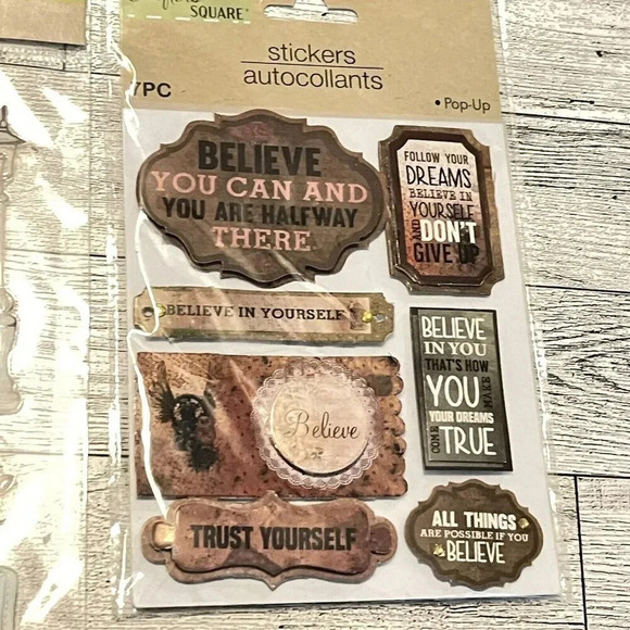 Crafter's Square Stickers Lot Of 4 - Home, Family Glitter Dimensional, Foil - Picture 8 of 8